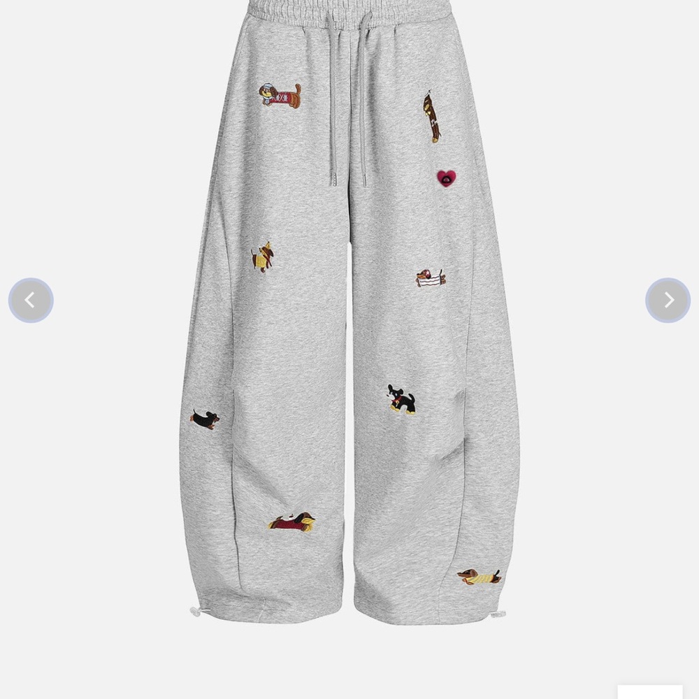 Aelfric Eden Gray Sweatpants with Mini Dog Embroideries